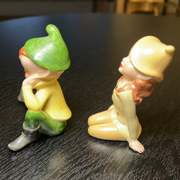 Vintage Handpainted Kitsch Redhead Ceramic Pixie Elves Christmas Figurines - Picture 3 of 12